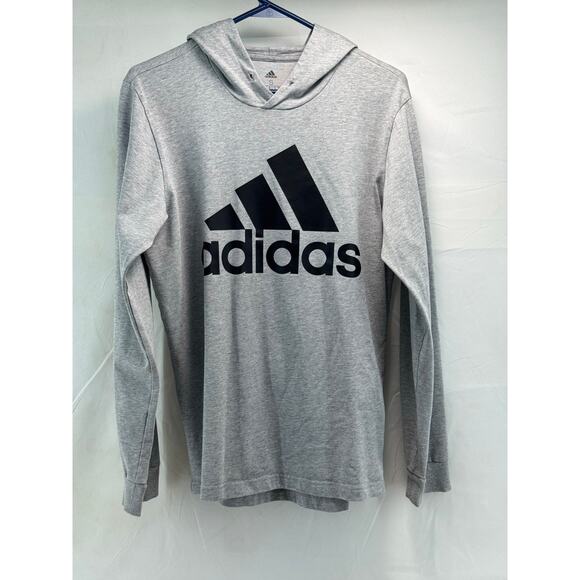 Men’s gray small Adidas, hooded long sleeve T-shirt - Picture 1 of 8